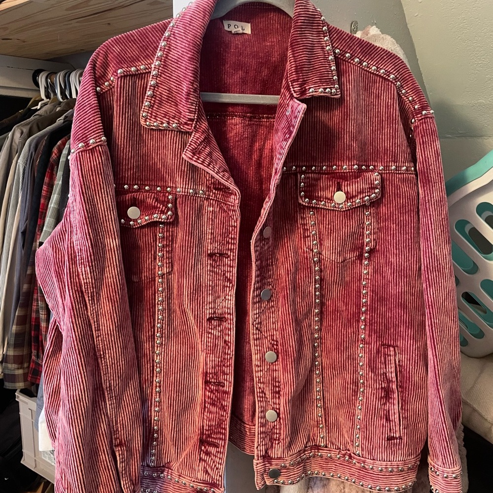 Anthropologie Studded Dusty Pink Corduroy Jacket
